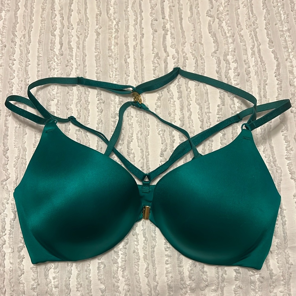 Like new green front closure VS push up bra